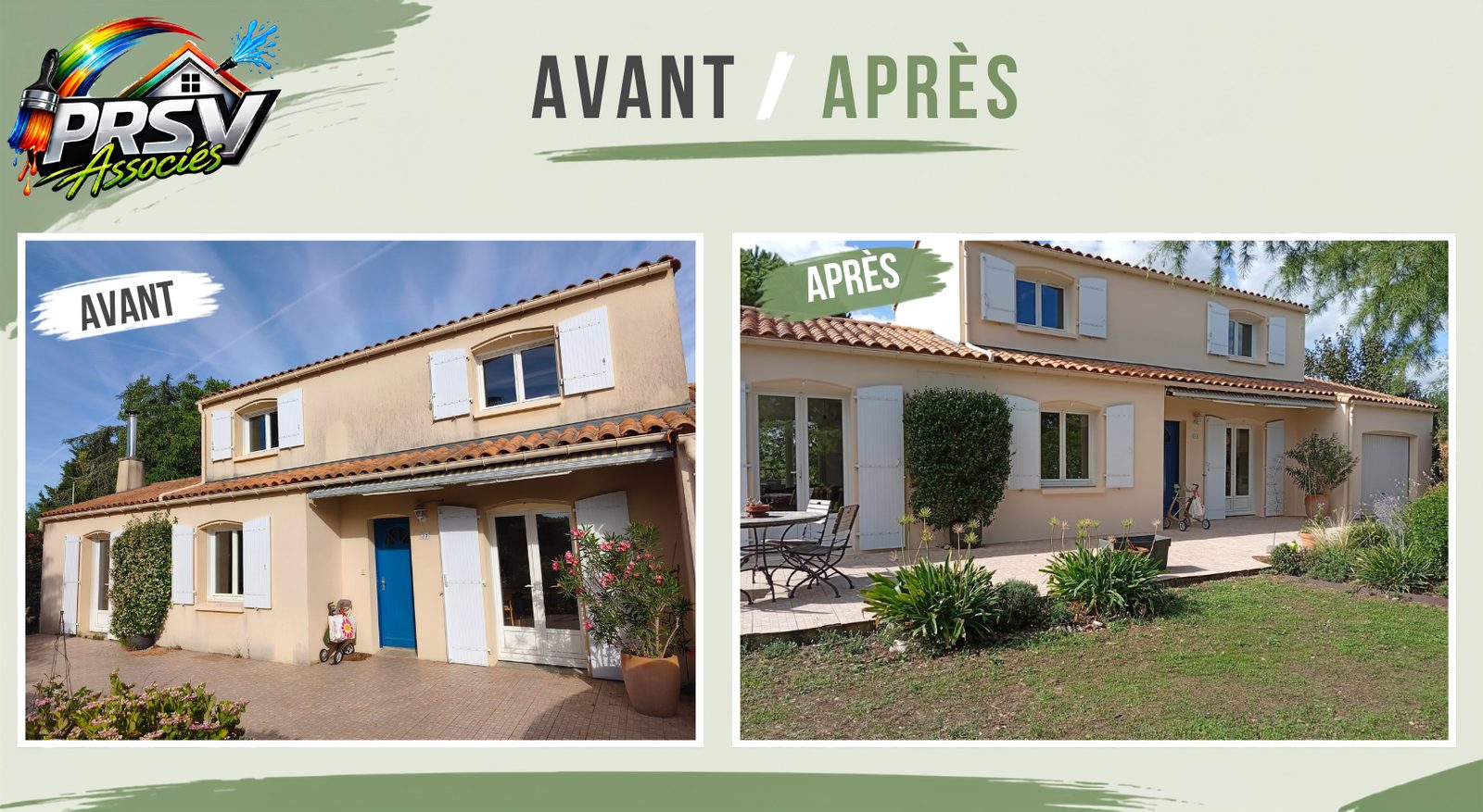 Avant et après : façade de maison rénovée