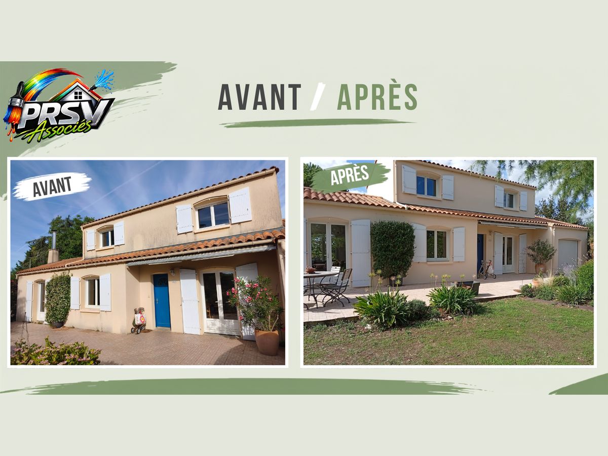 Façade de maison avant et après ravalement par PRSV