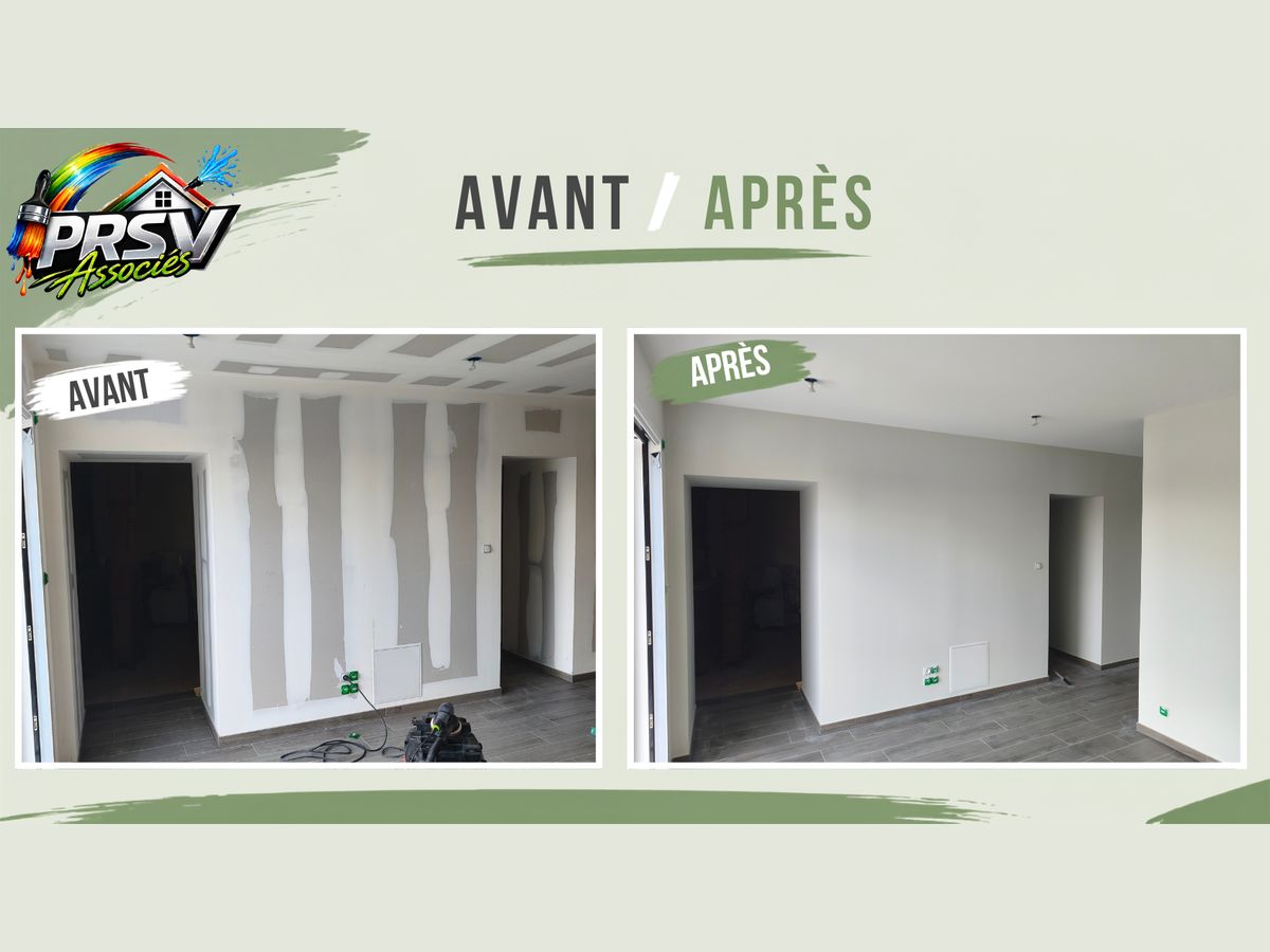Murs enduits et repeints, avant et après, par PRSV